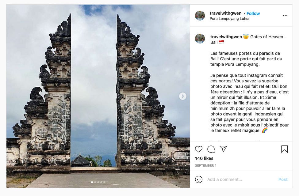 A real photo of the Gates of Heaven in Bali, Indonesia without fake water