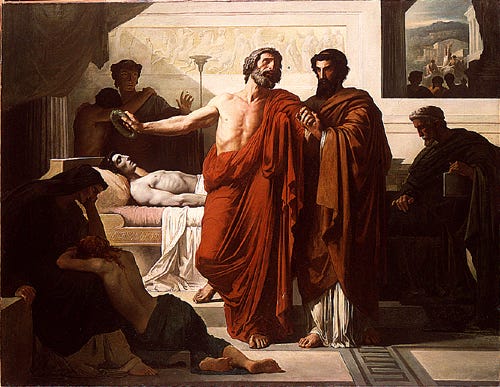 Pericles witnessing the death of his son due to the Plague of Athens by François Chifflart