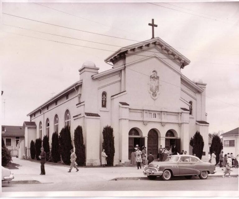 Stucco Church Dedicated 1920 (photo taken in 1950s)