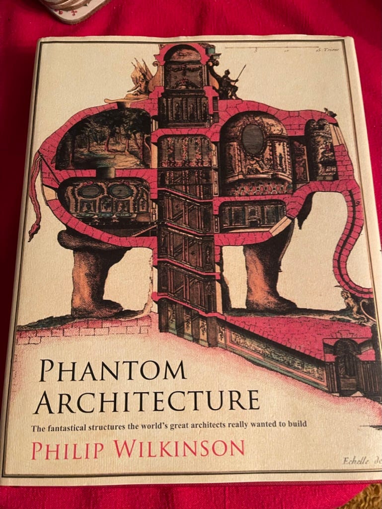 The cover of Phantom Architecture with an image of an elephant with rooms inside