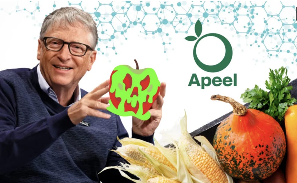 Ilustrasi Bill Gates dan produk beracun Apeel