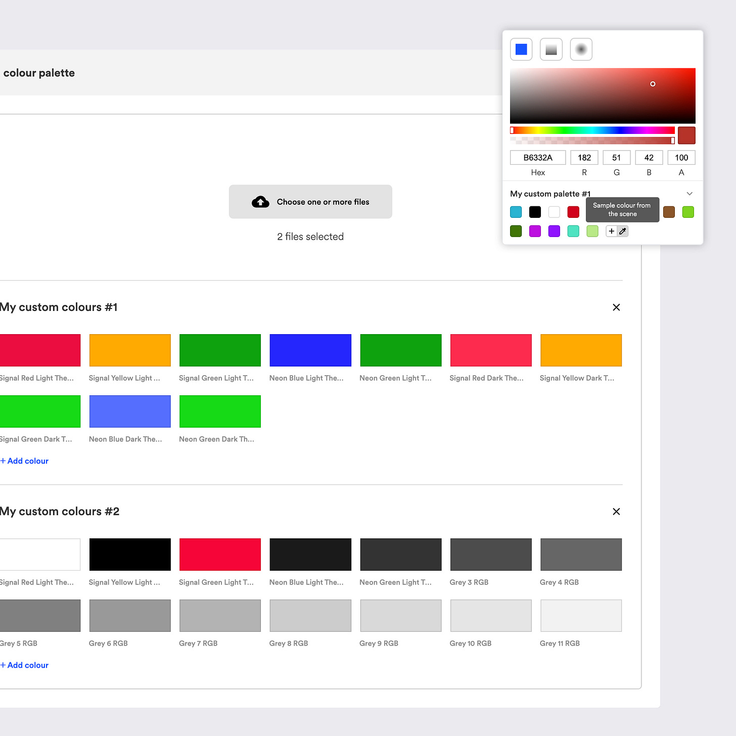 Colour palettes