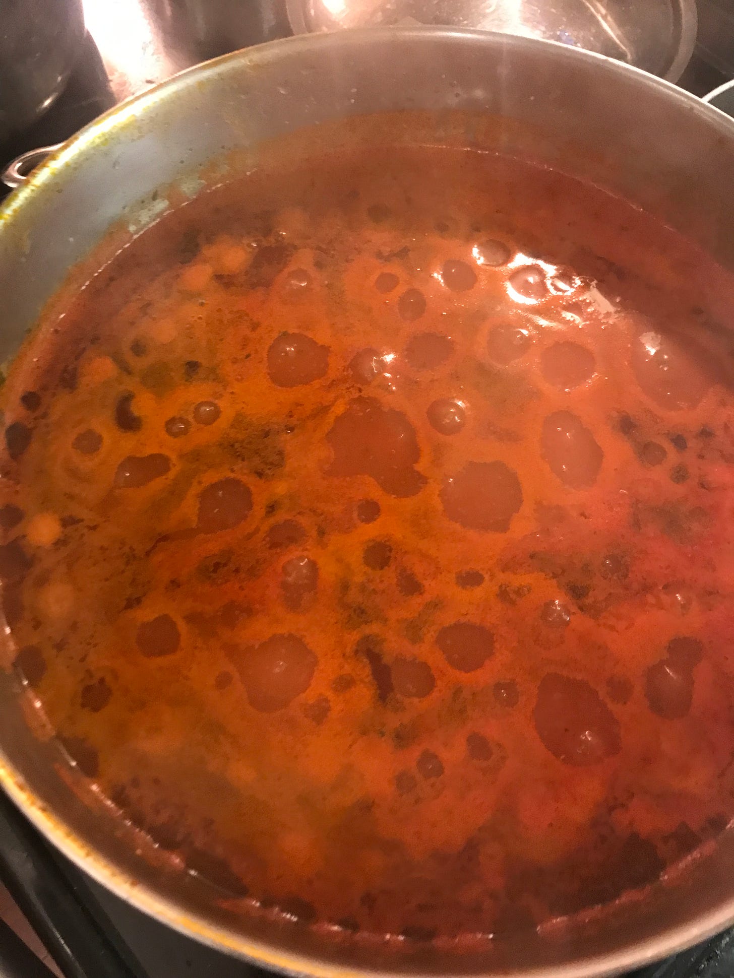 red spaghetti sauce simmering