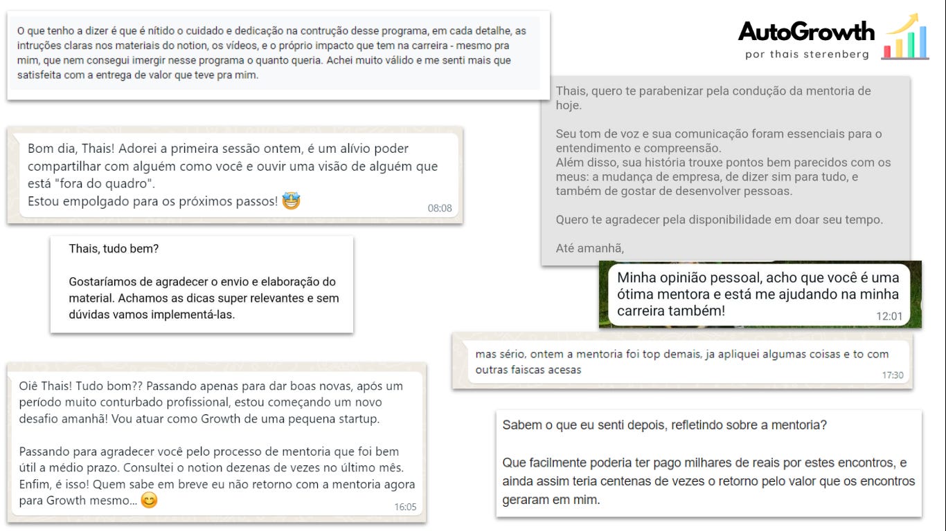 Feedbacks dos mentorados do AutoGrowth: Growth aplicado à Carreira