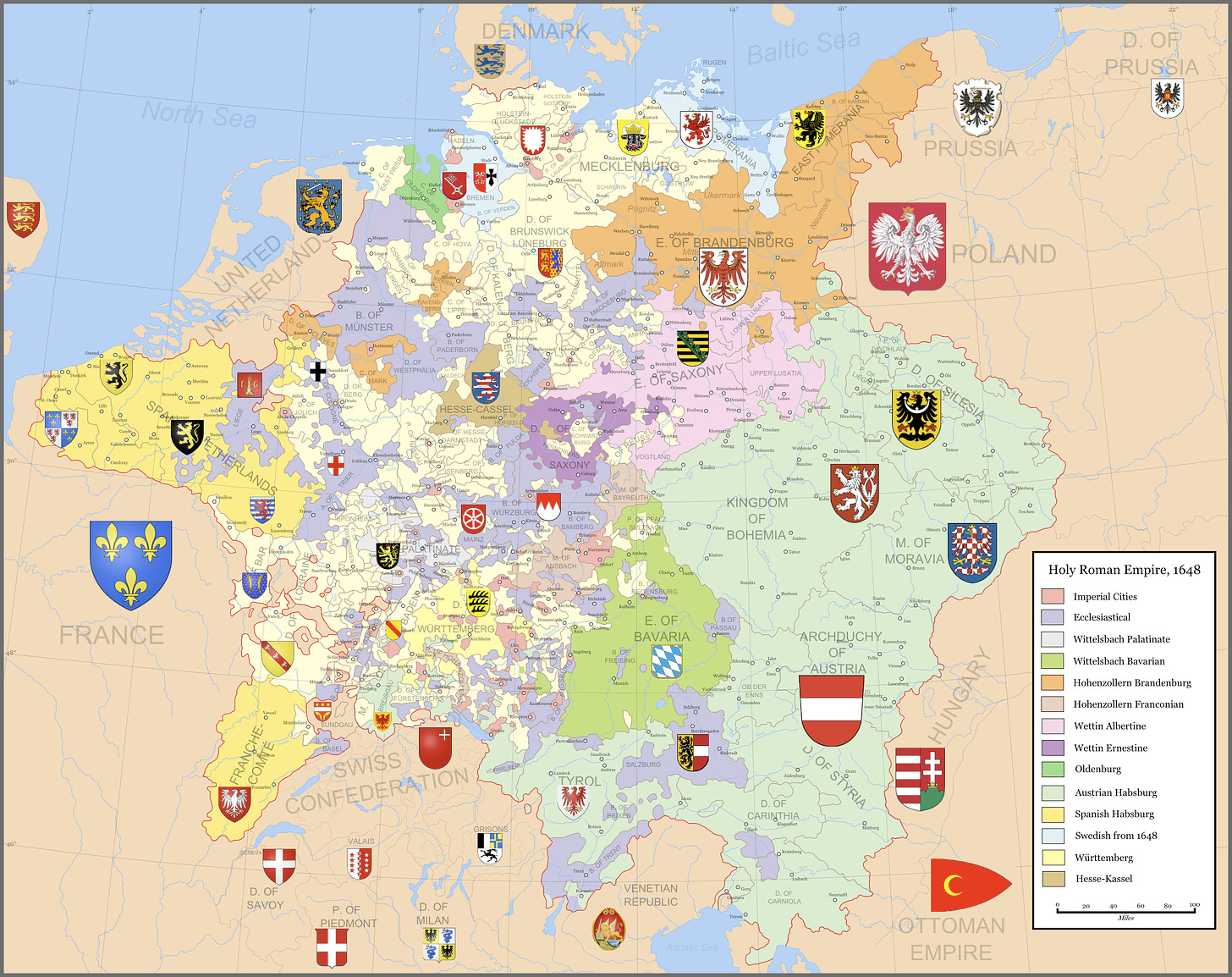 r/MapPorn - Holy Roman Empire in 1648 [3000x2378]