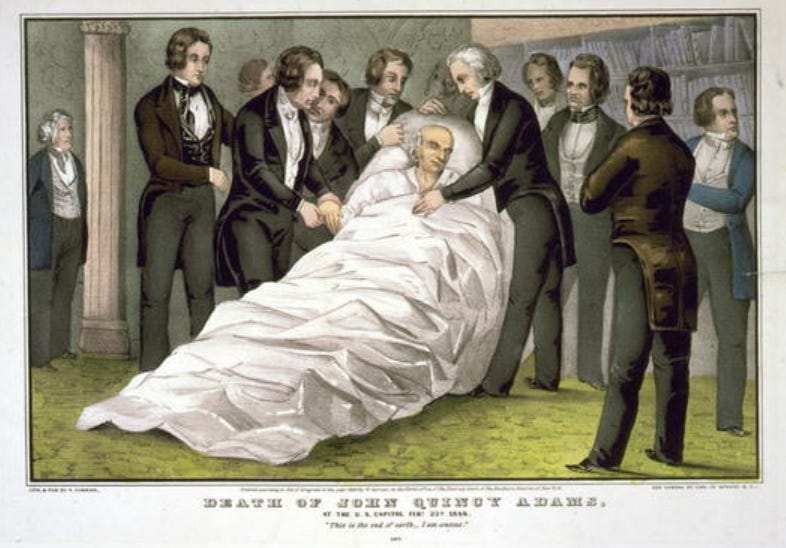 "Death of John Quincy Adams" Lithograph, by Nathaniel Currier, 1848.