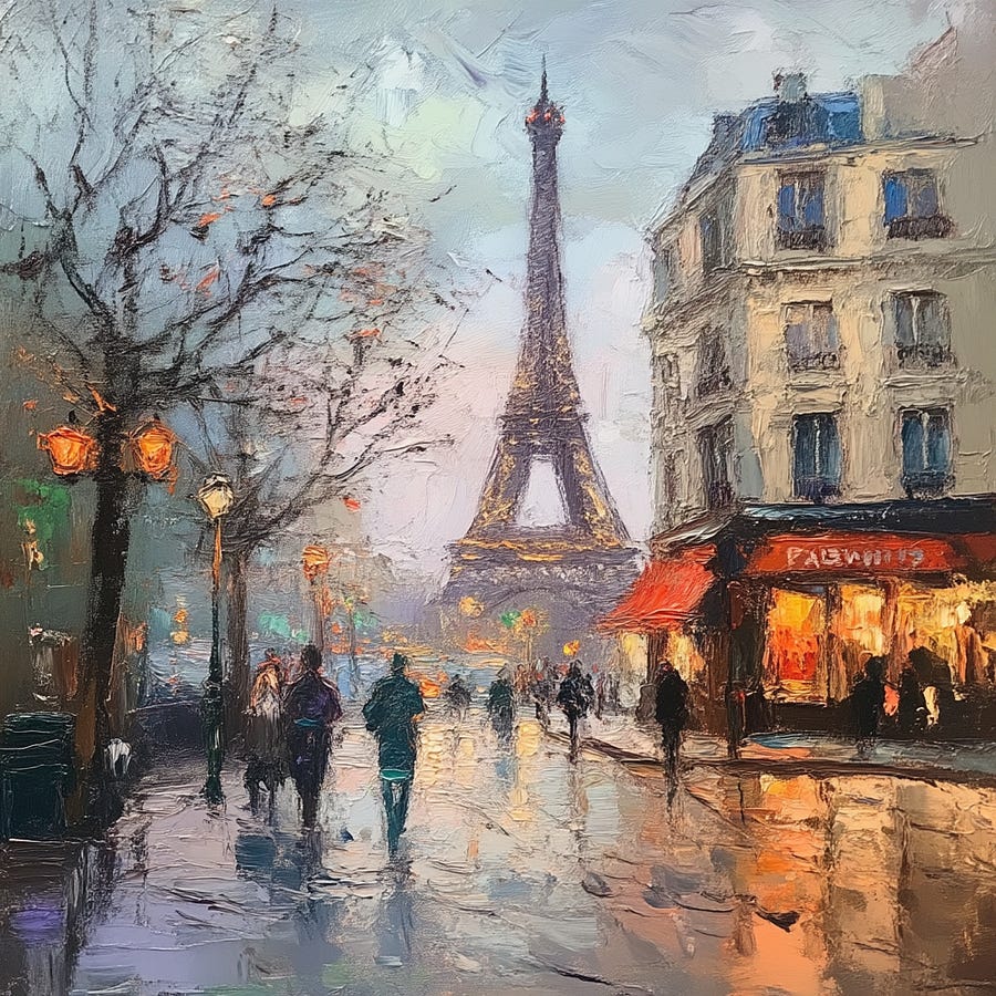 Low-quality images may be useful for creating impressionist-style illustrations./imagine prompt: impressionist painting of Paris — v 6.1 — q 0.5