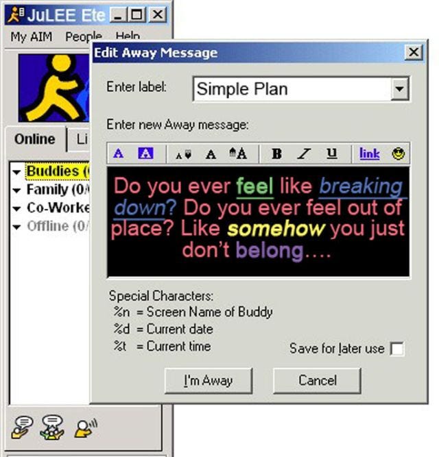 Remembering How We Used to Talk on the Internet: 20 AIM Away Messages ...