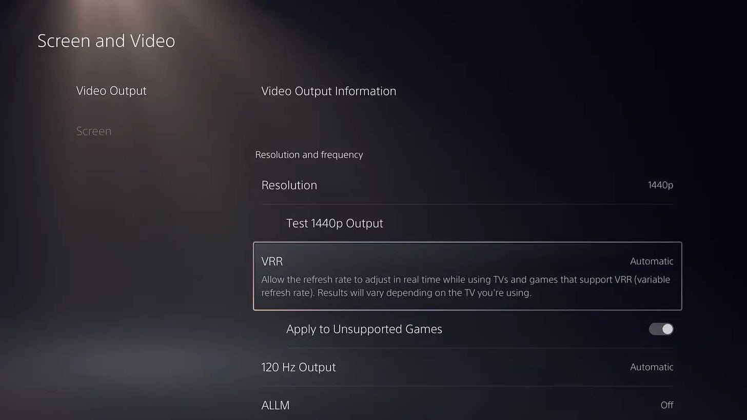 VRR options in new PS5 update