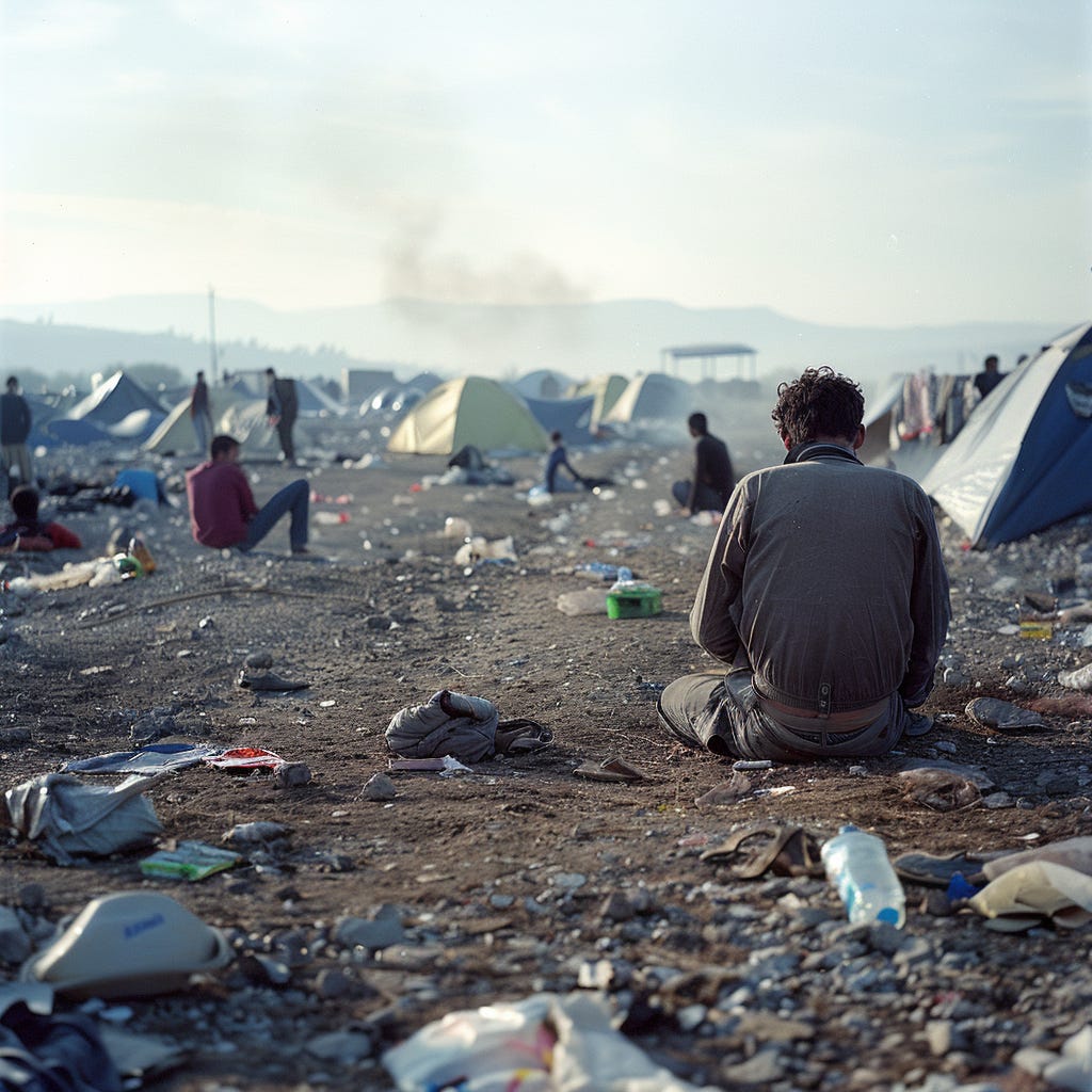 gregloving_tents_and_tired_migrants_at_Syrian_civil_war_refugee_f4e7e2dd-b66a-4fd5-a228-be7198a644ed.png