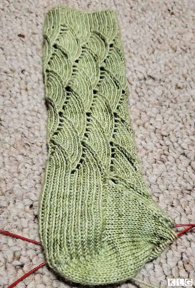 Heel flap, heel turn and gusset of my Pomatomus sock