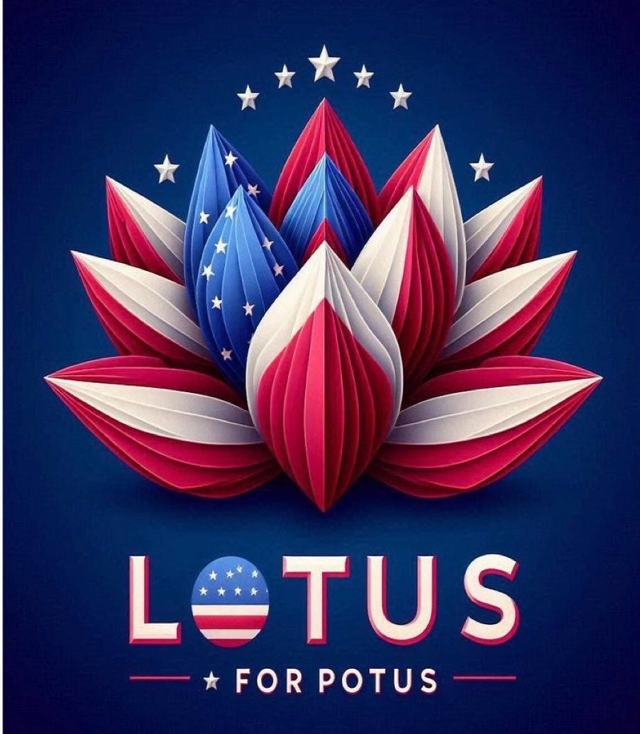 Raosnaps on X: "The perfect logo for a candidate whose name means the Lotus  Flower in Sanskrit. In the US she will be known as POTUS starting Jan 20,  2025. Wish I