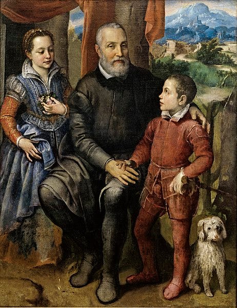 File:Sofonisba Anguissola, Portrætgruppe med kunstnerens fader Amilcare Anguissola og hendes søskende Minerva og Astrubale, ca. 1559, 0001NMK, Nivaagaards Malerisamling.jpg