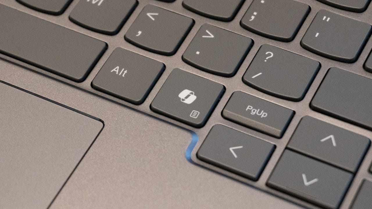 The Microsoft Copilot key on the ThinkBook 14 2-in-1 Gen 4 from Lenovo.