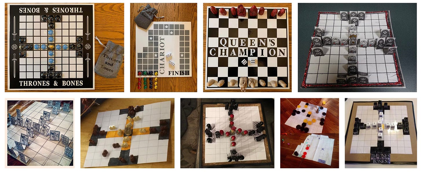 A selection of board games made by fans.