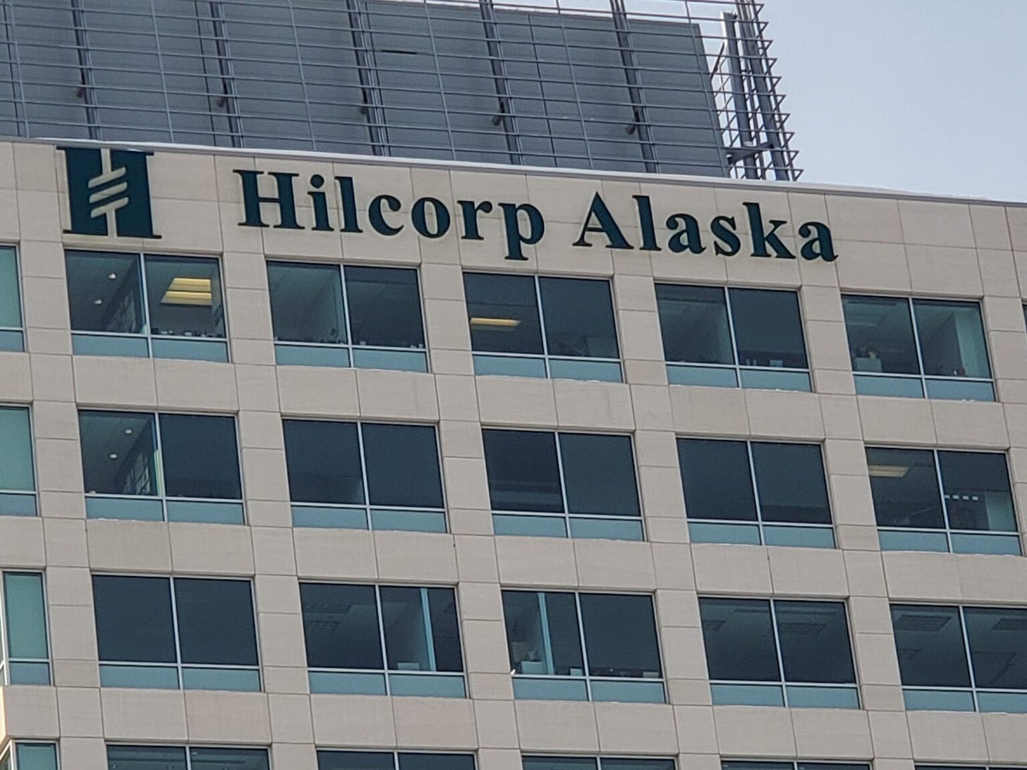 Hilcorp's Alaska headquarters in Midtown Anchorage are seen on Feb. 7, 2024. (Photo by Yereth Rosen/Alaska Beacon)
