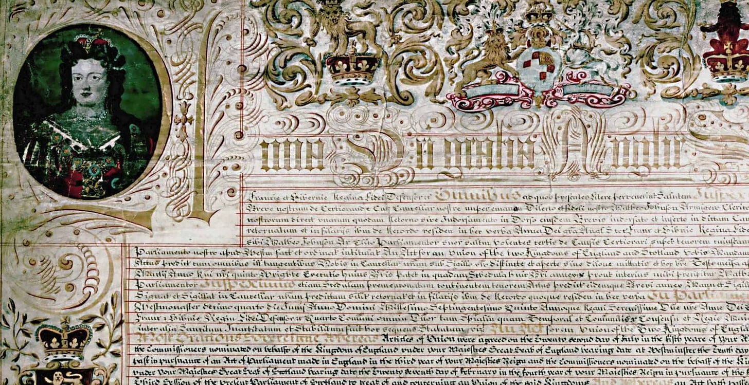 The Act of Union between England and Scotland
