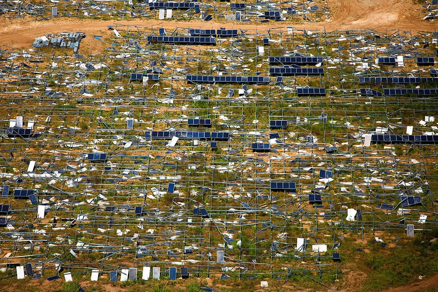 Broken solar panels in Humacao.