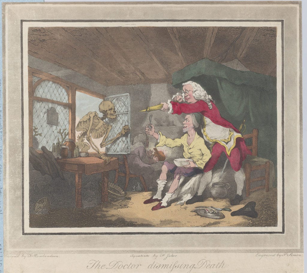 Doctors in Paintings: Peter Simon, The Doctor Dismissing Death, 1785.