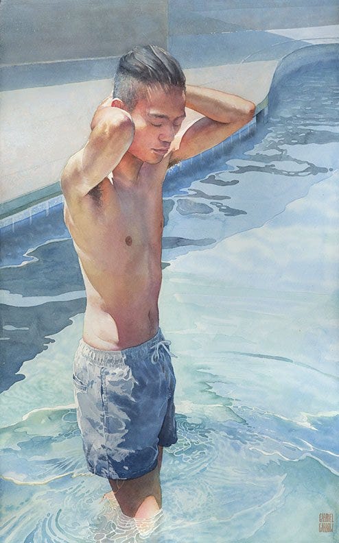 Anthony in Pool II (Arms Raised)