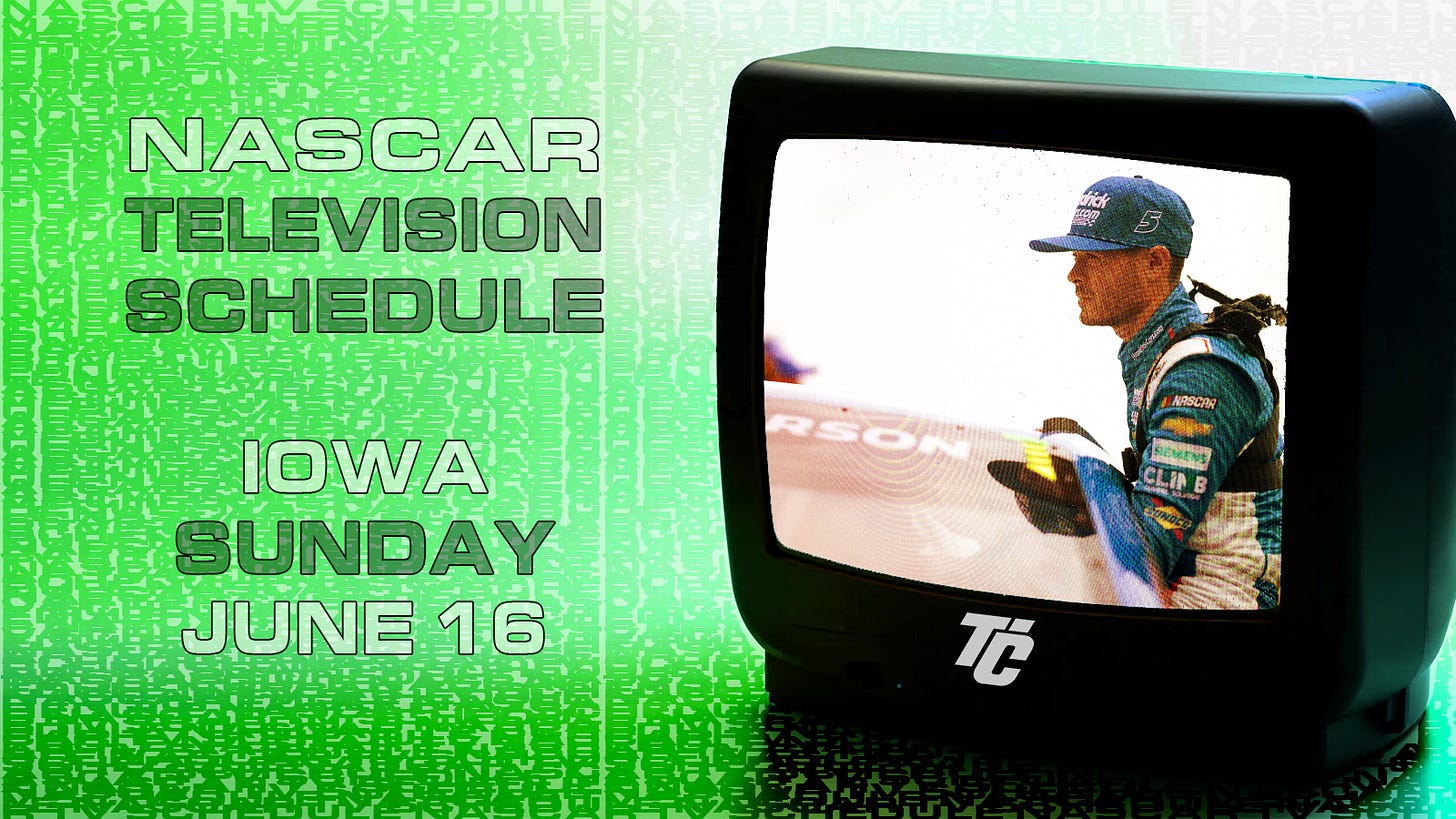 NASCAR TV Schedule Sunday June 16 Iowa Speedway How to watch the Iowa Corn 350 What channel is NASCAR on today? What time does NASCAR start