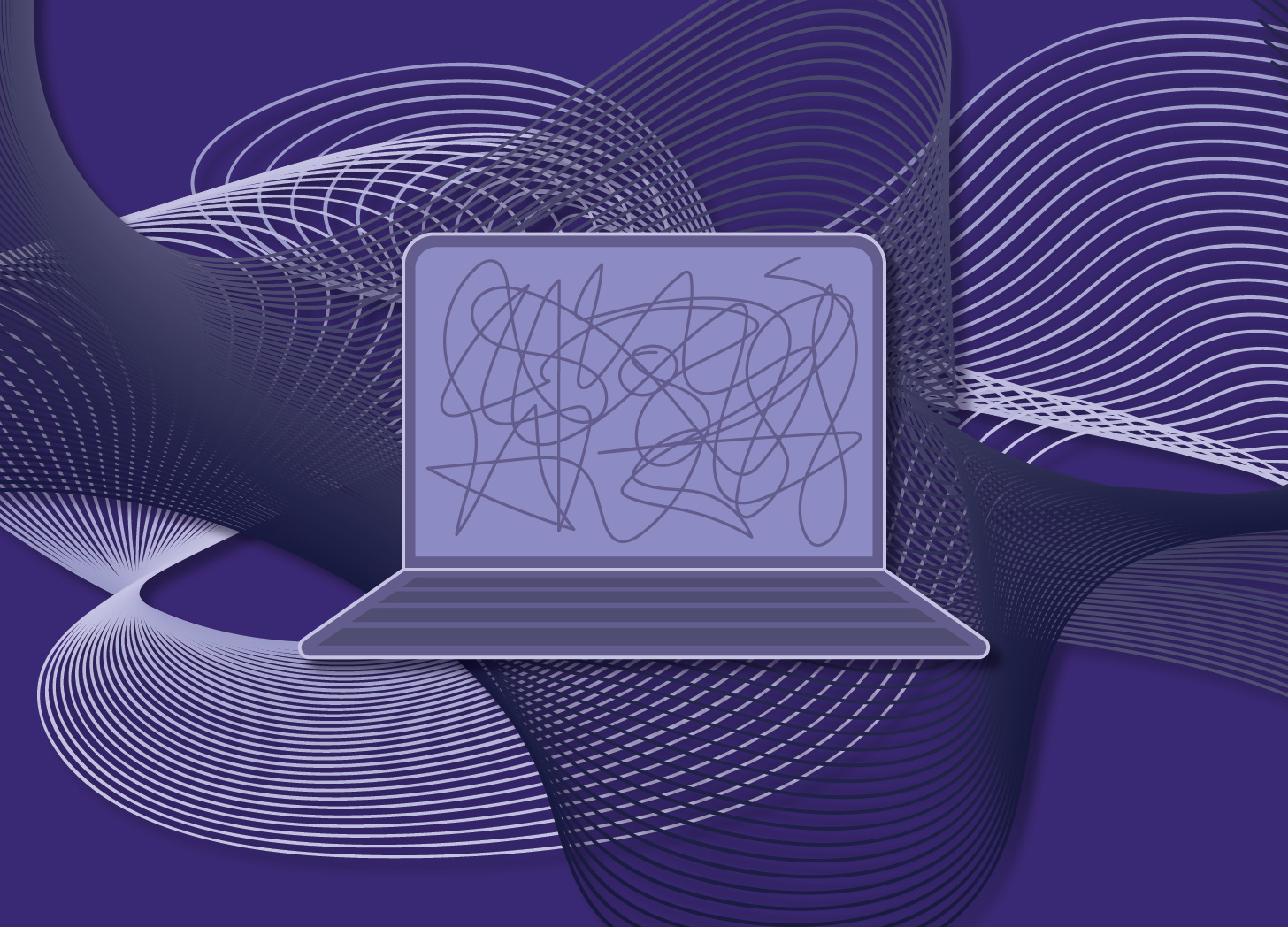 illustration of a laptop with scribbles on the screen