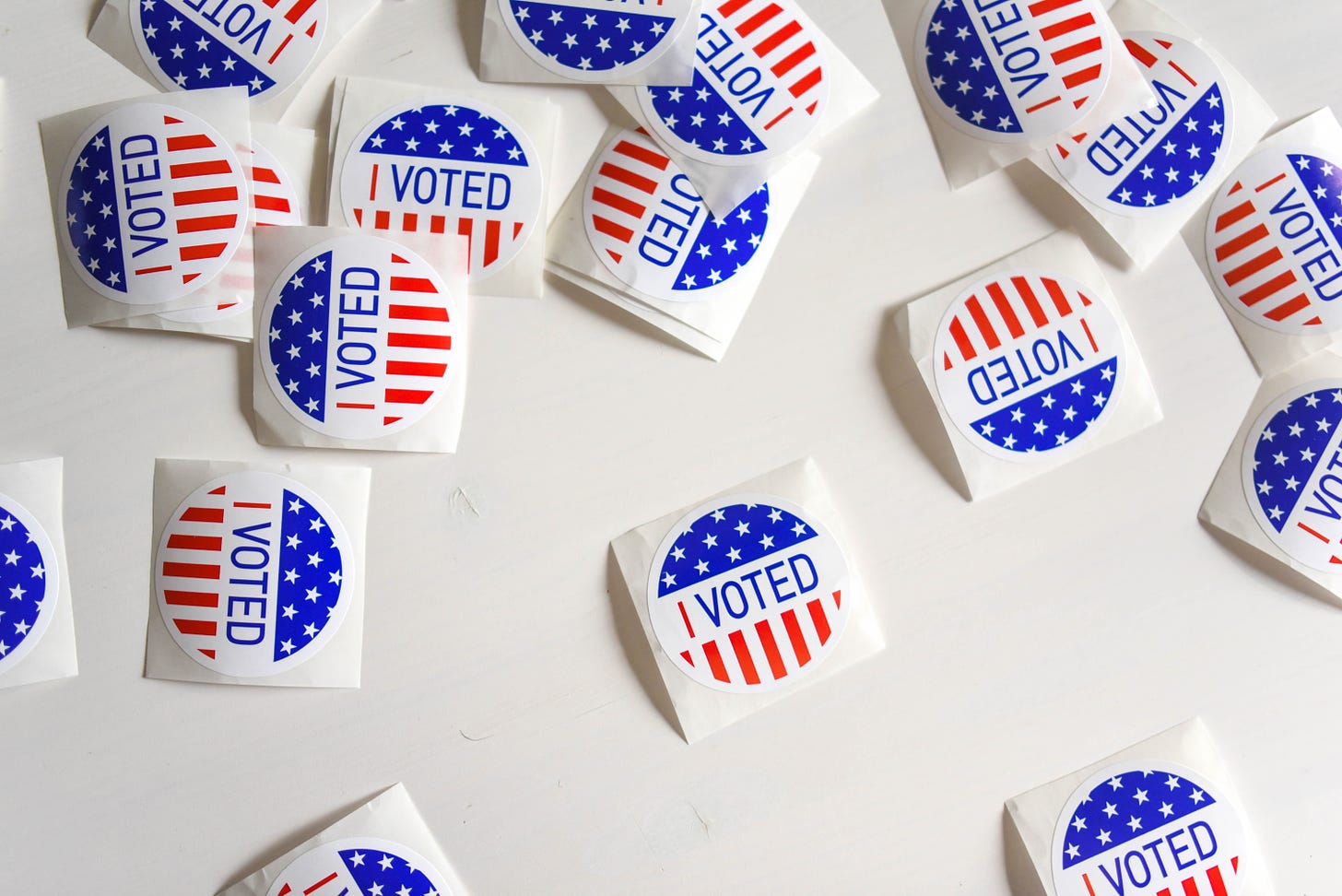 Various "I Voted" stickers used in US elections