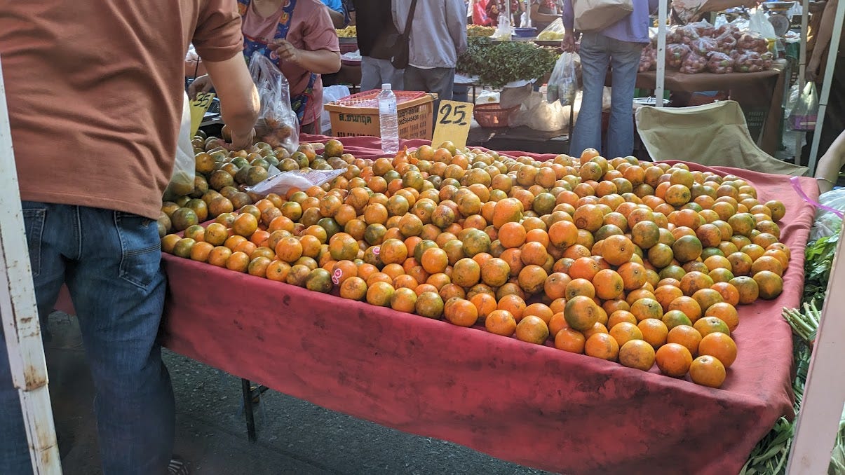 a table of oranges