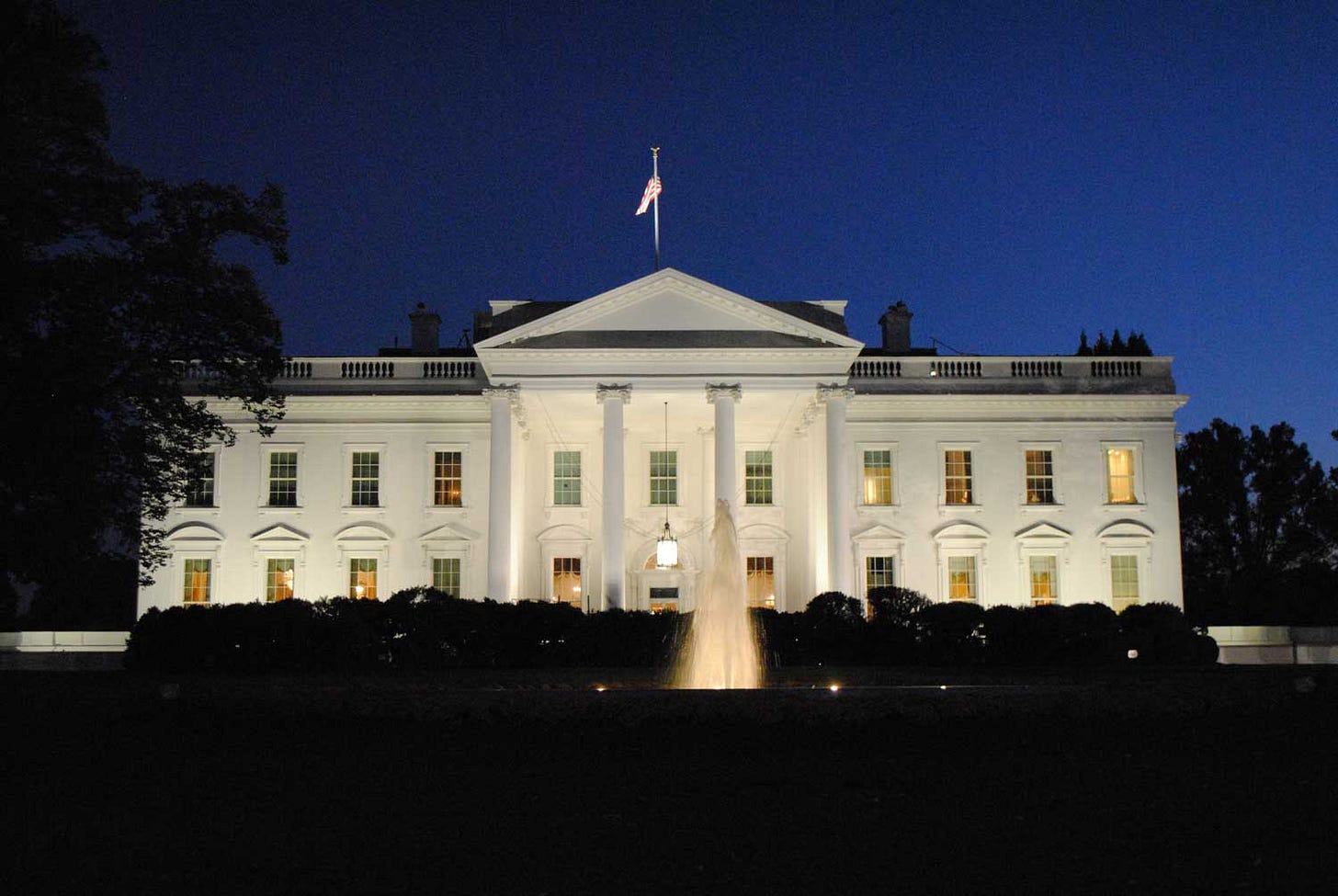 White House illuminated at night White House illuminated at night