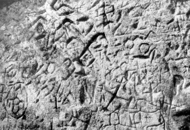 Discovered in 1986, the Virtaka Cliff petroglyphs in Latvia. (Guntis Eniņš/ Folklore)