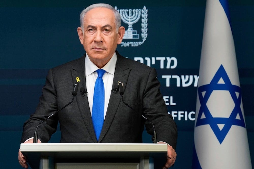 Israeli Prime Minister Benjamin Netanyahu speaks during a news conference in occupied al-Quds, September 2, 2024 (AP)