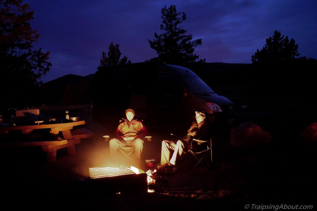 Kicking back around the fire after a great day outside.