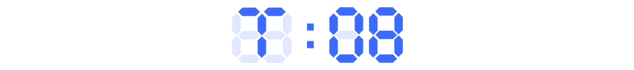 T:08 written in the style of a digital clock