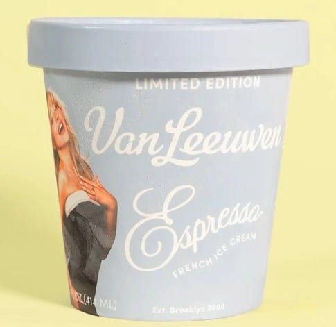 Sabrina Carpenter Espresso ice cream in collaboration with Van Leeuwen. Sabrina Carpenter Espresso ice cream in collaboration with Van Leeuwen.