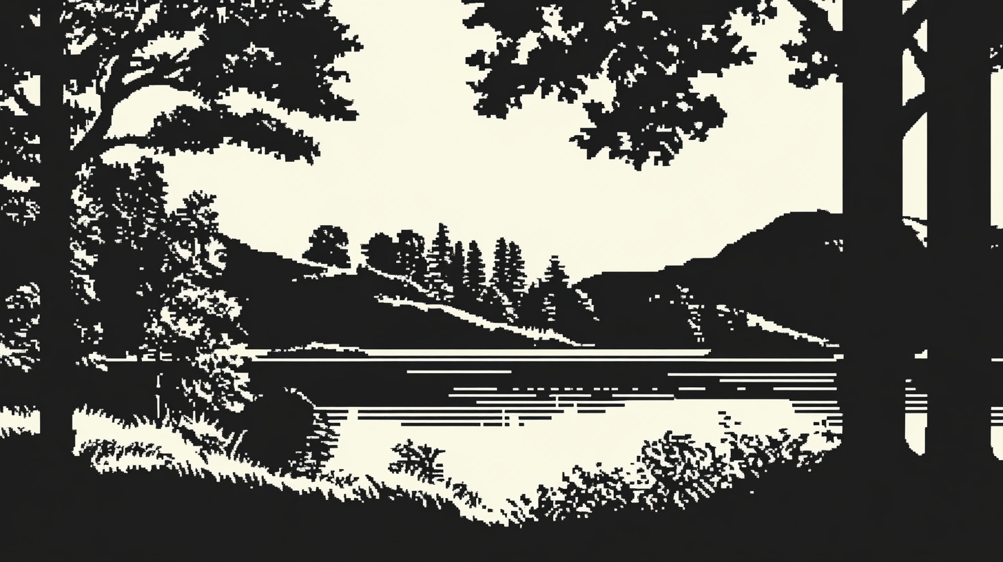 /imagine prompt: an illustration of a landscape with a lake — sref 4188538948 — sw 100 — ar 16:9 — v 6.1