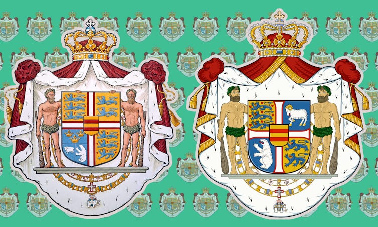 The old and new Danish royal coat of arms.