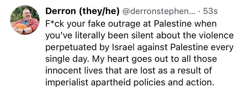 Screenshot of social media post