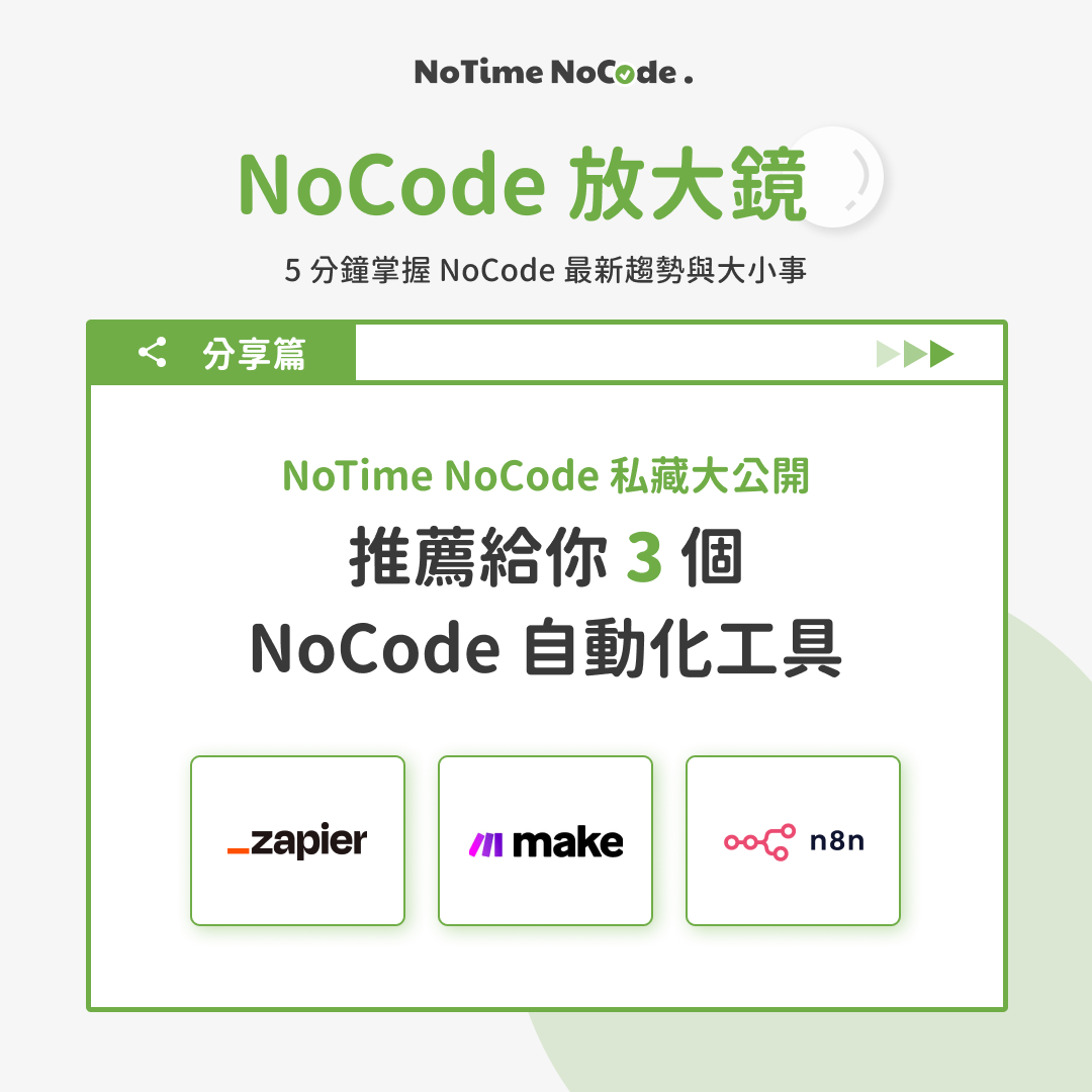 NoCode 放大鏡 - 推薦 3 個 NoCode 自動化工具