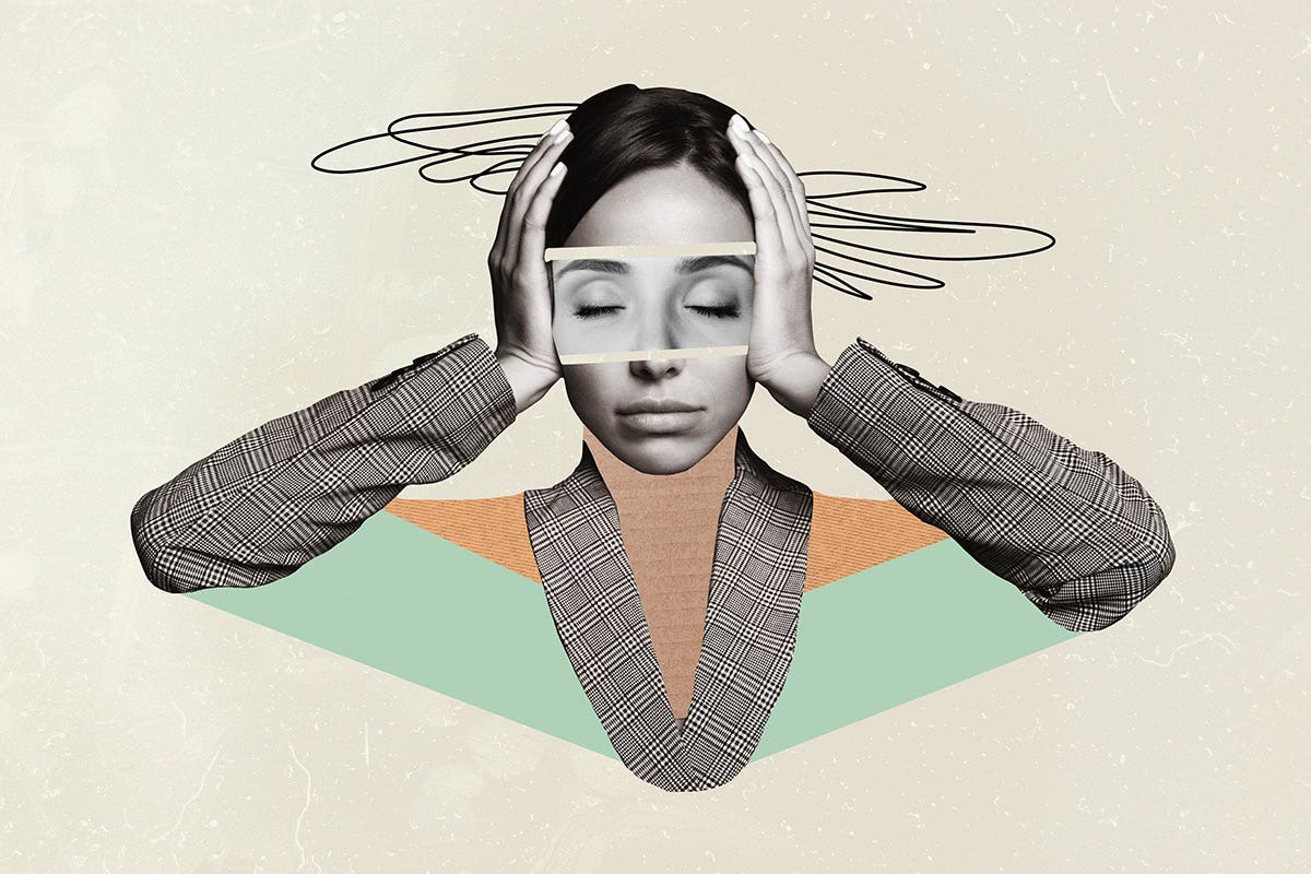 Woman with brain fog illustration
