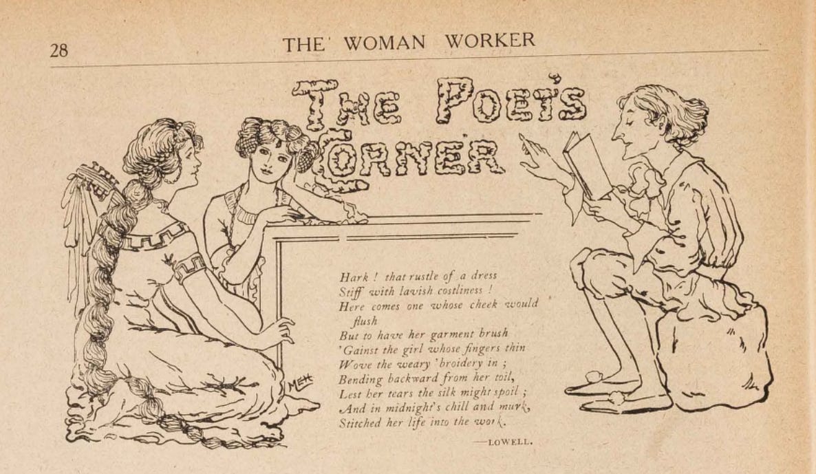 An image of a page of the Woman Worker. 