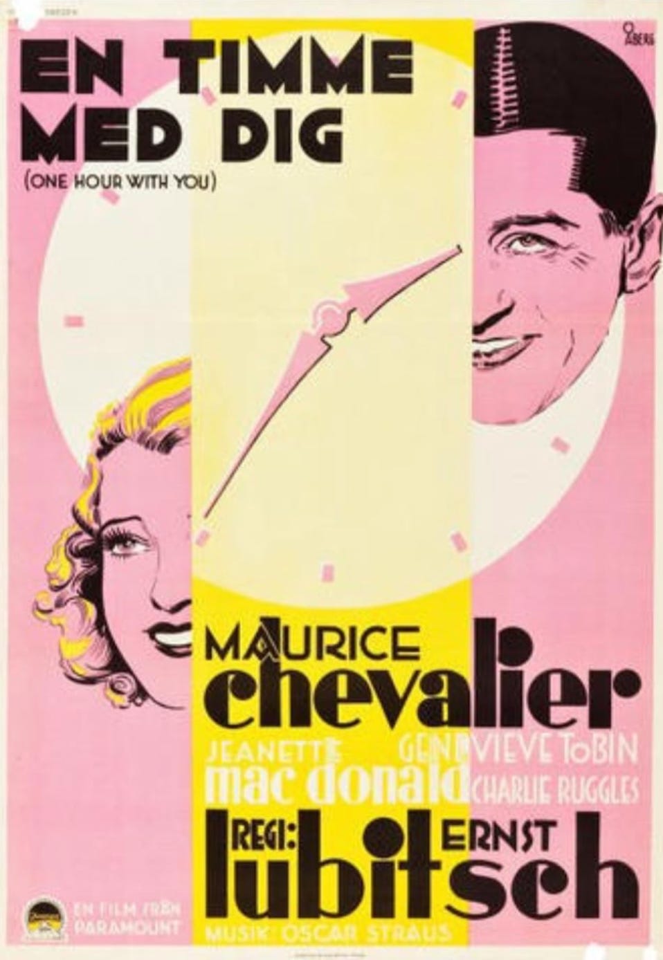 Swedish theatrical poster for One Hour With You (1932)