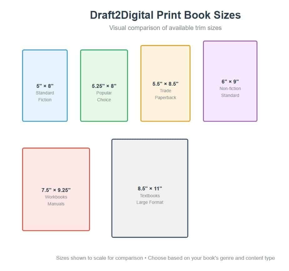 Print Books Sizes on Draft2Digital