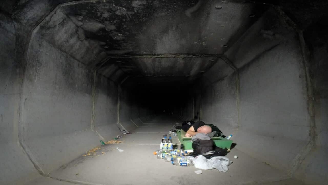 A man living in a drain under Las Vegas' busy strip