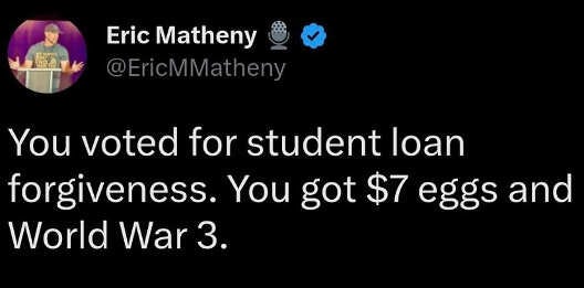 tweet voted student loan eggs ww3