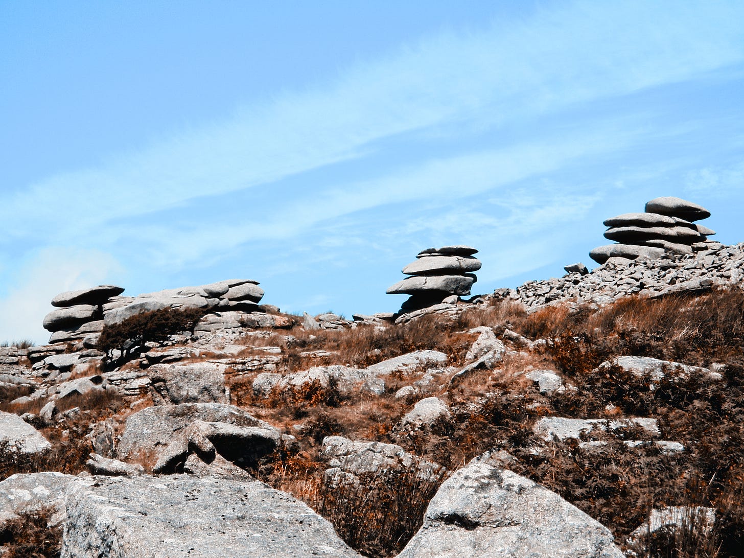 Looking across to the stone stacks