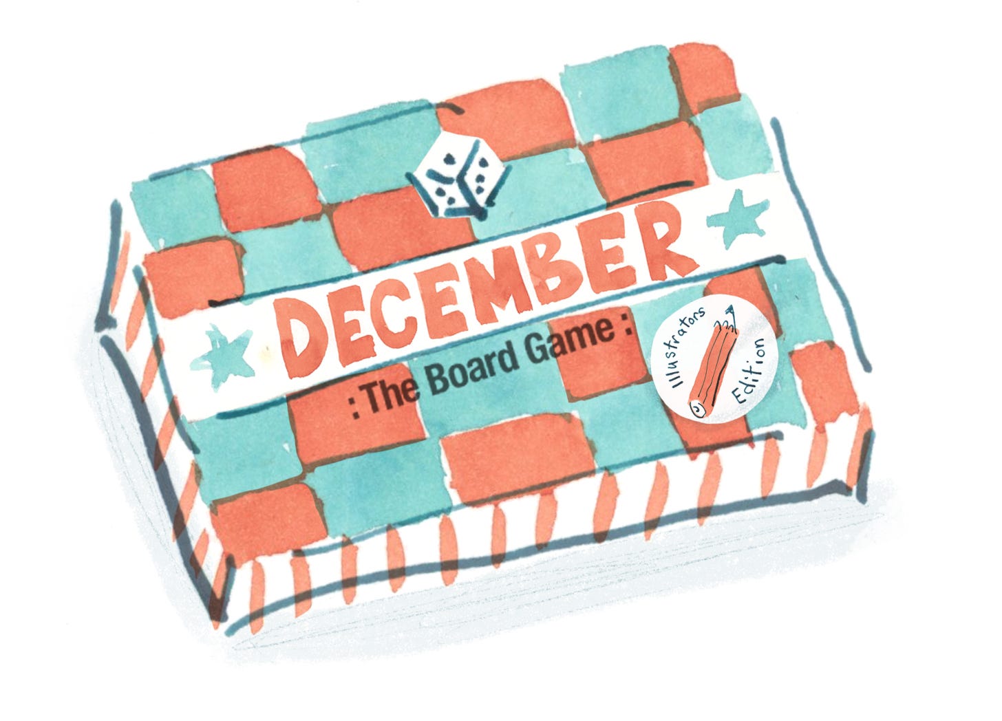watercolour illustration of a board game box