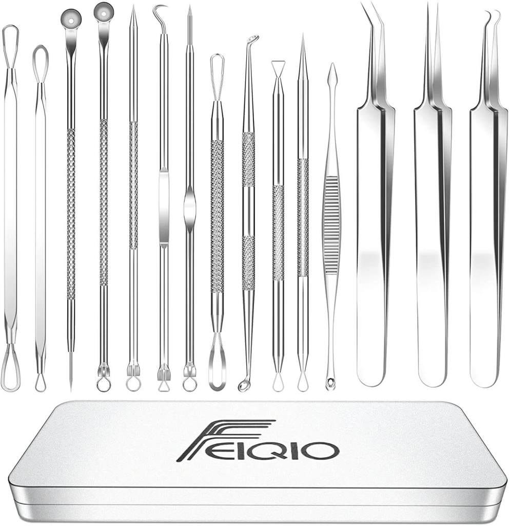 2021 Latest 15 PCS Blackhead Remover Tools, Pimple Popper Tool Kit, Acne Extractor Tool , Professional Stainless Pimple Acne Blemish Removal Tools