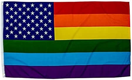 Rainbow Flag US Stars - Gay &amp; Lesbian LGBT Equality Pride - 3 X 5 Ft