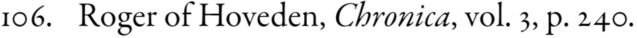 Snippet of an endnote from a book showing old-style note number 106.