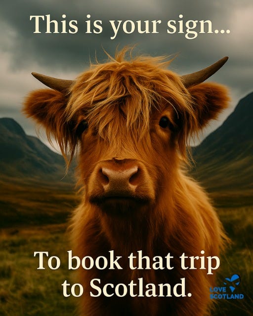 May be an image of text that says "This is your sign... To book that trip to Scotland. LOVE SCOTLAND"